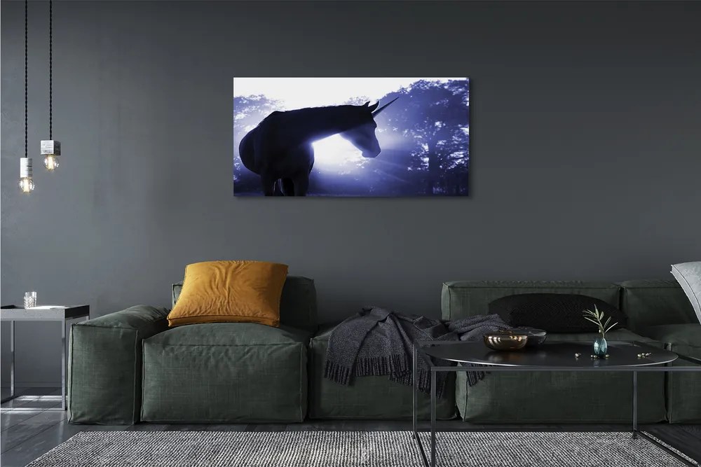 Obraz drukowany na płótnie Las i Jednorożec