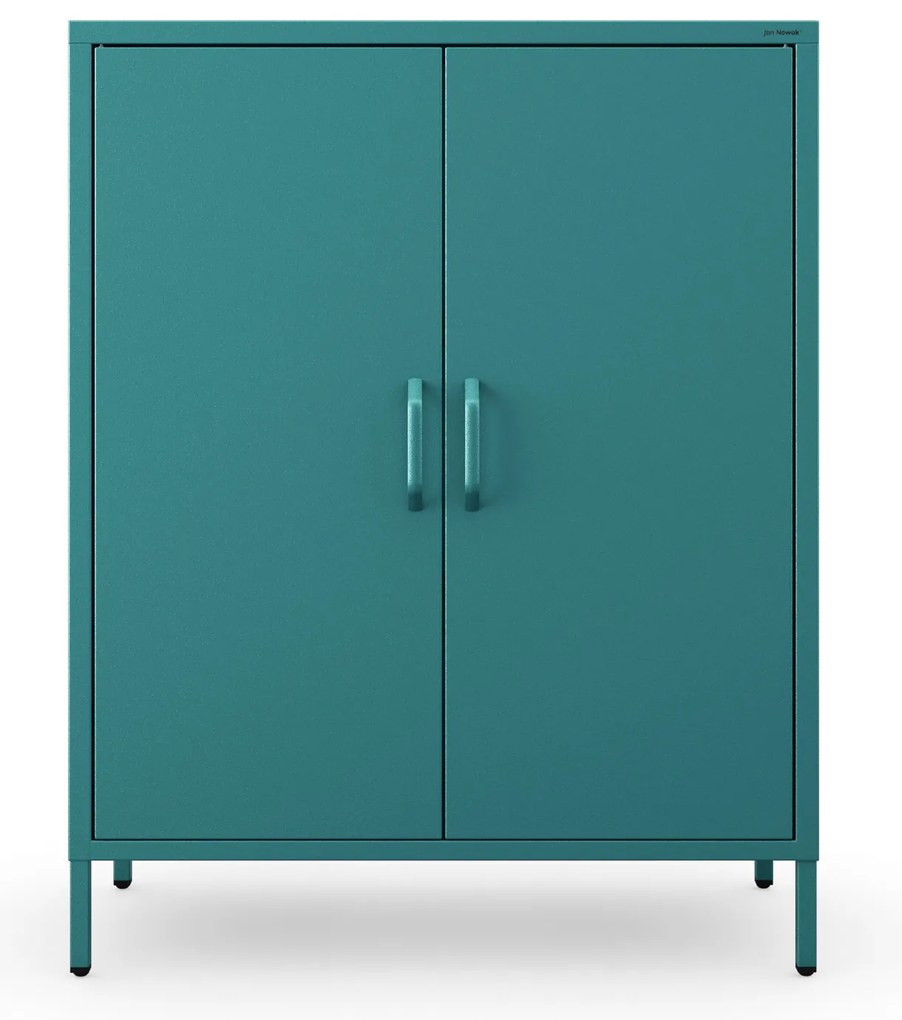 Szafka metalowa niska na nóżkach z półkami morska, 800x1015x400 mm: VITO Modern