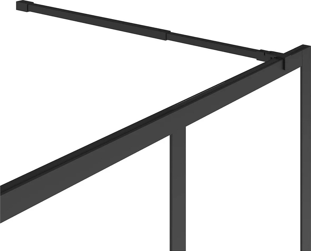 Ścianka prysznicowa do kabiny walk-in czarna matowa w stylu industrialnym - 100 x 200 cm - URBANIK
