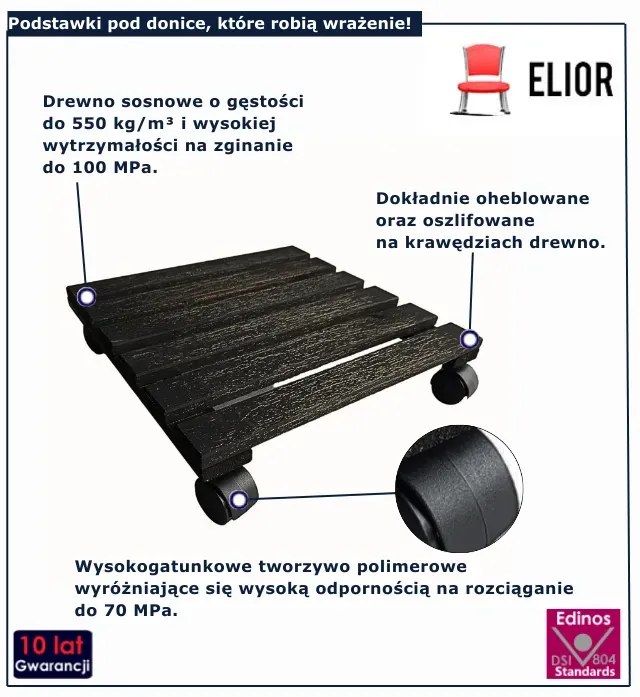 Drewniana czarna podstawa pod doniczkę B7-H29