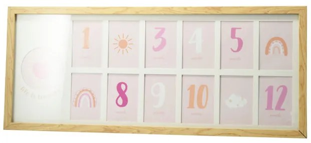 Wisząca ramka na 12 zdjęć do pokoju dziecka, 25 x 60 x 1,8 cm