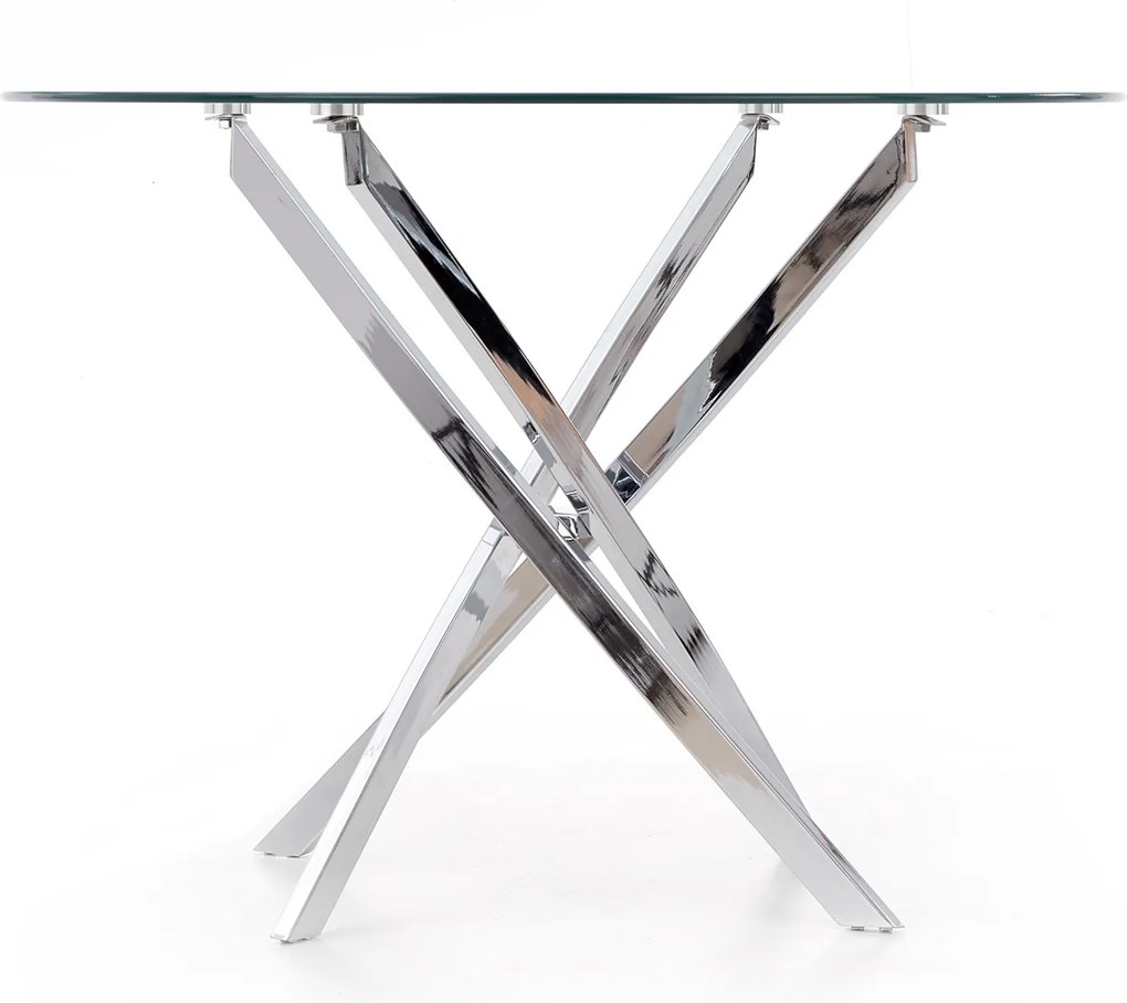 Szklany stół Raymond na srebrnych nogach