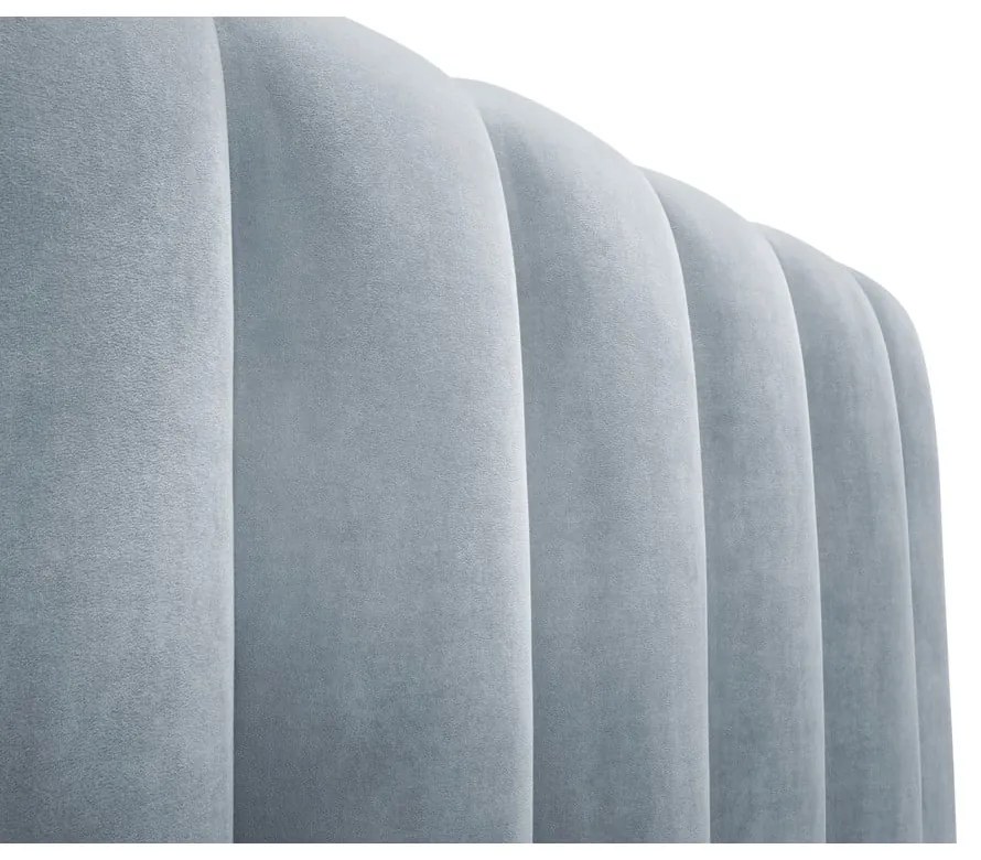 Jasnoniebieskie tapicerowane łóżko dwuosobowe ze schowkiem i stelażem 160x200 cm Kelp – Micadoni Home