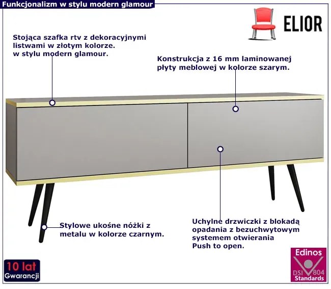 Stojąca szafka na telewizor szary + czarny Fabo