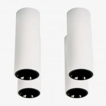Pack 4 Okrągłych Natynkowych Plafonów Sufitowych Led Ø4 Cm Do Użytku Zewnętrznego, Aluminiowych Luisiana Biały - Czarny & 3 W & 38º & Białe Zimne Świa