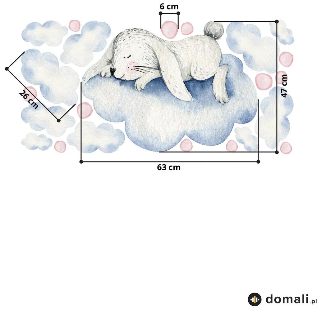 Naklejki na ścianę - Królik na chmurce