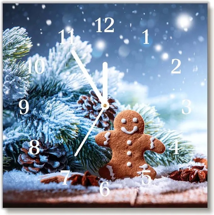 Zegar ścienny Święta Piernik Śnieg Choinka