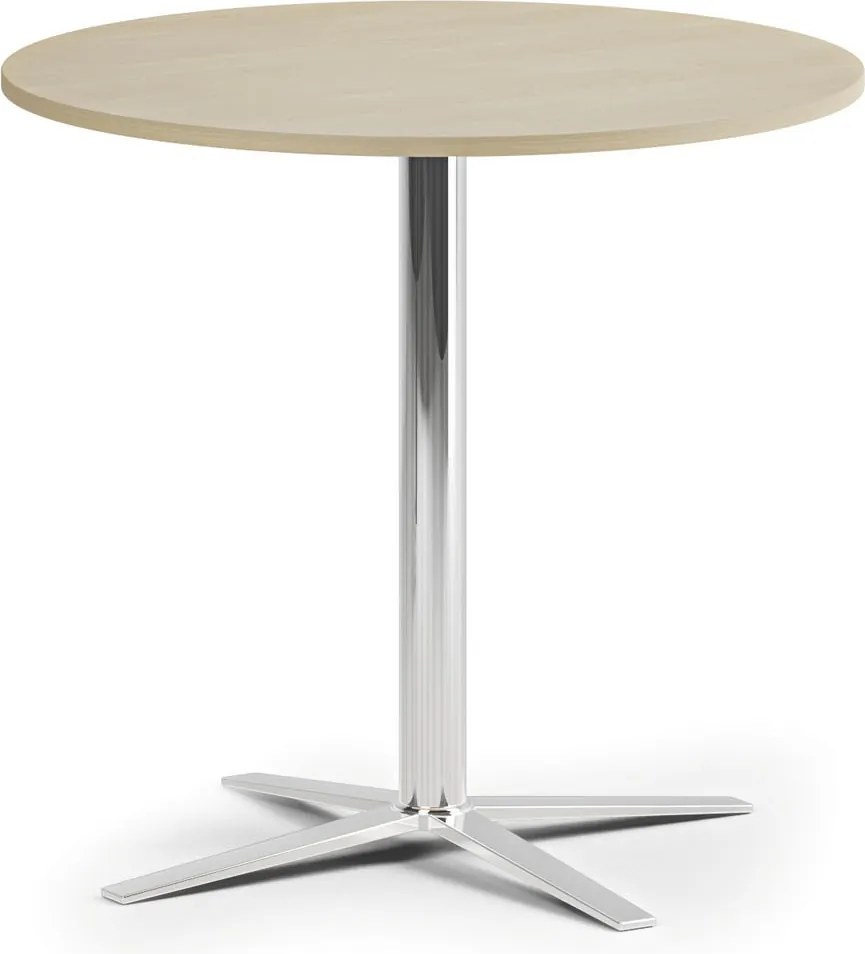 Stolik kawowy AURA, średnica 60 cm, chrom podstawa, brzoza