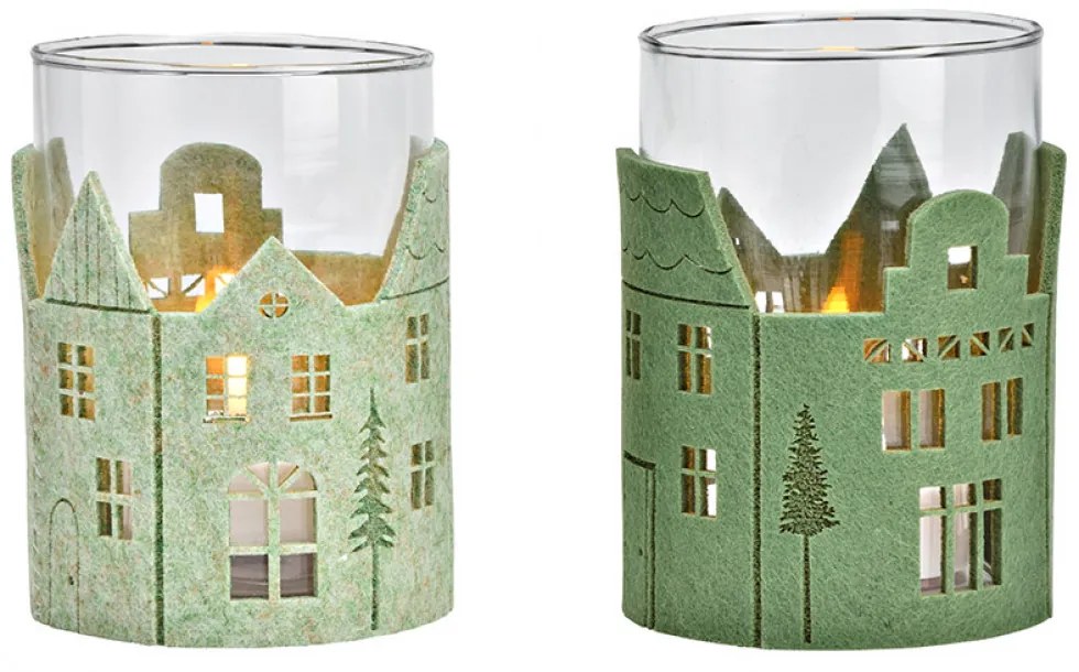 Świecznik szklany GREEN HOUSES 13 cm zielony - różne warianty