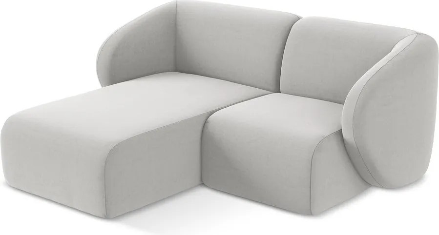 Jasnoszary aksamitny narożnik (lewostronny/z szezlongiem) Lani – Makamii