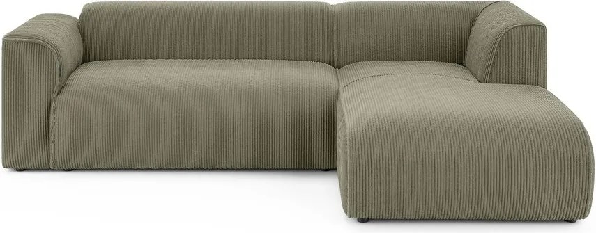 Zielony sztruksowy narożnik (prawostronny/z szezlongiem) Merid – Ropez