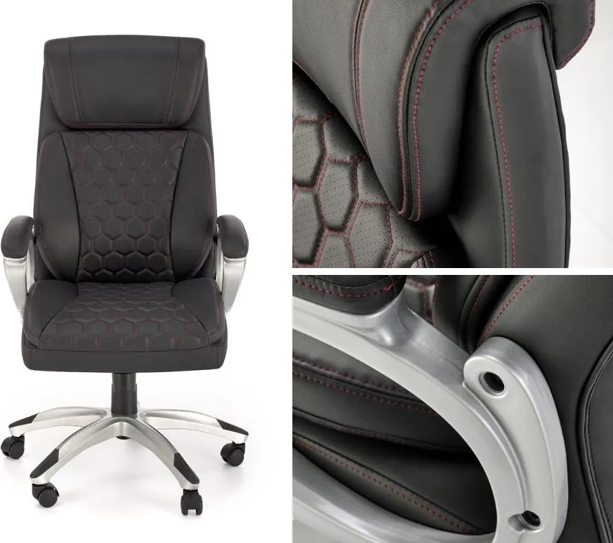 Czarny fotel do biura z ekoskóry Thomas Halmar