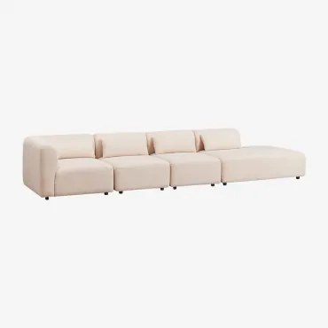 Sofa Modułowy Narożny 4-częściowy Z Prawym Szezlongiem Fogler Tkanina Baranek Boucle Kremowy Beż - Sklum