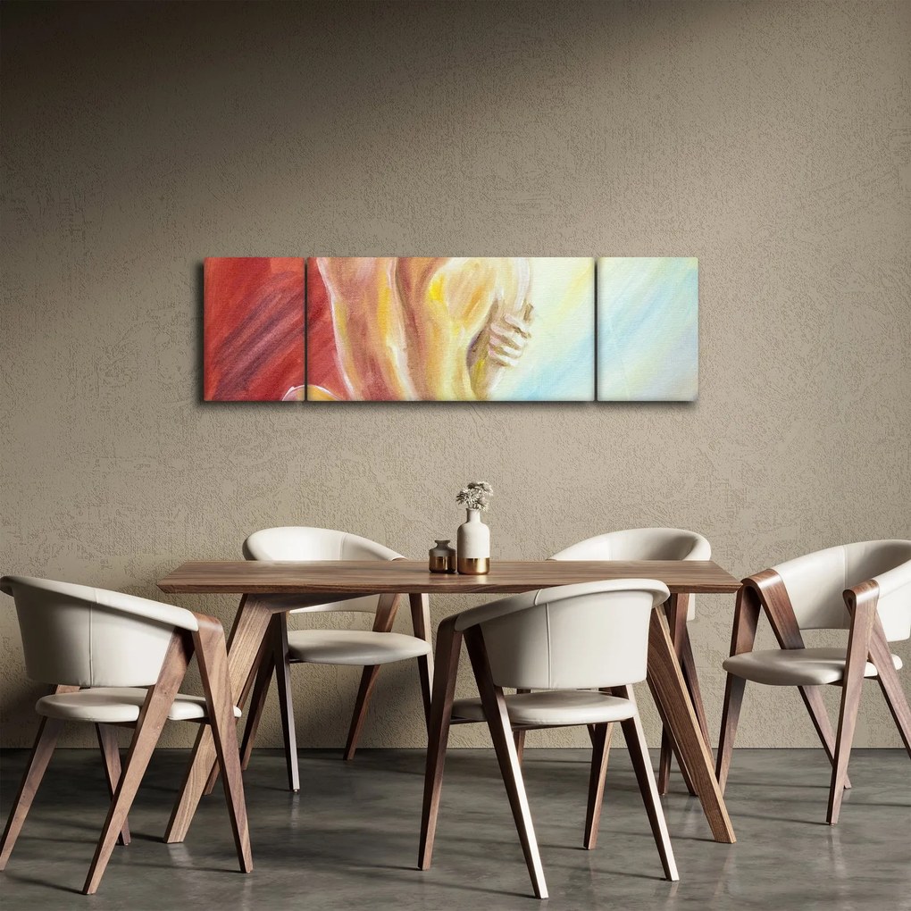 Obraz odpoczywającej kobiety, obraz olejny (170x50 cm)