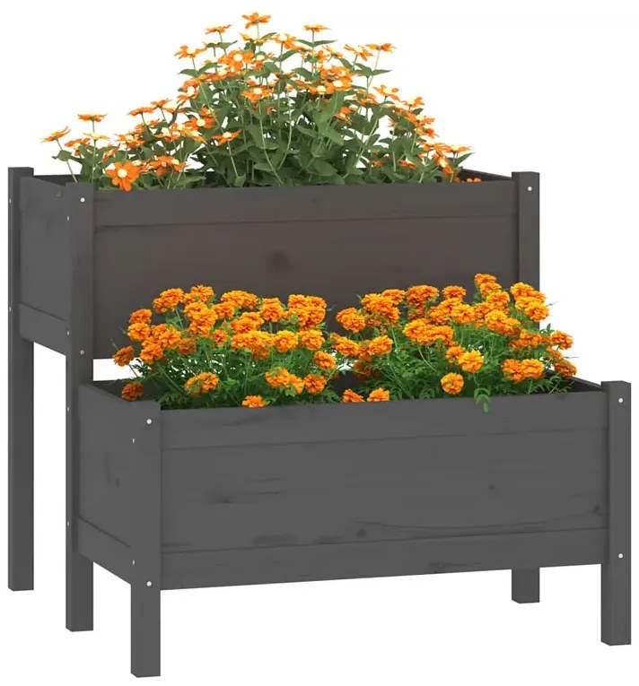 Szara podwójna donica ogrodowa G2-L53