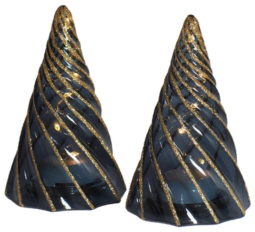 Czarne dekoracje świetlne zestaw 2 szt. na baterie ø 6 cm Vilma Tree – Sirius