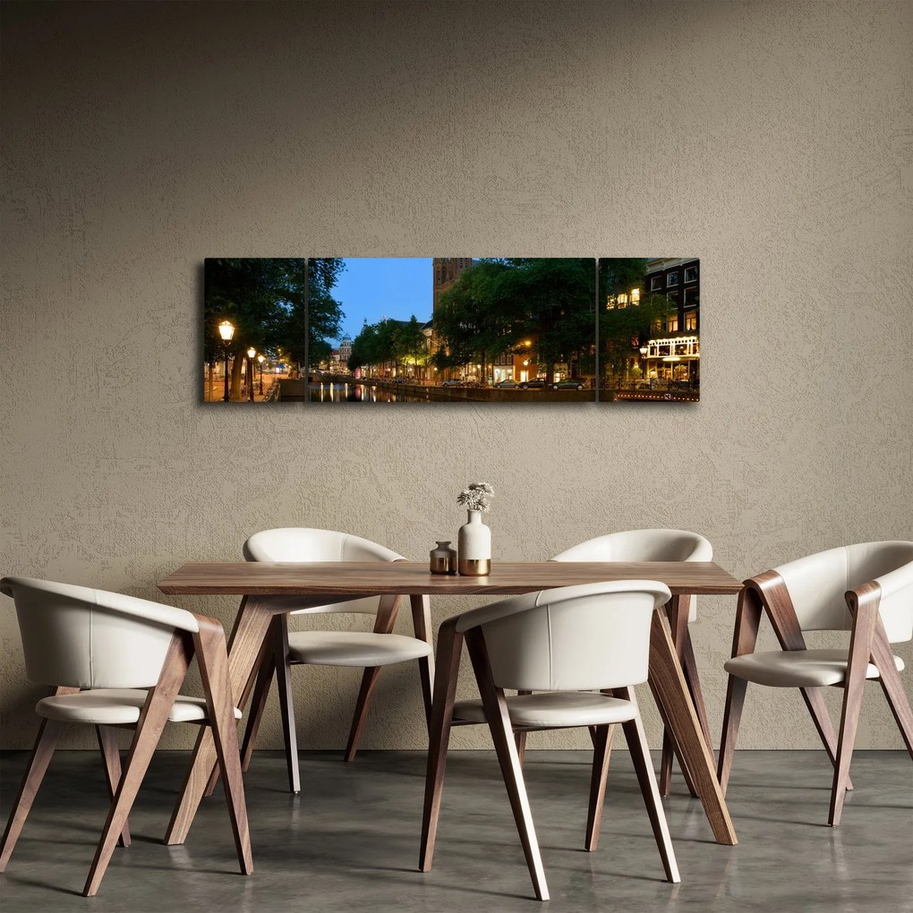 Obraz nocnego historycznego miasta (170x50 cm)