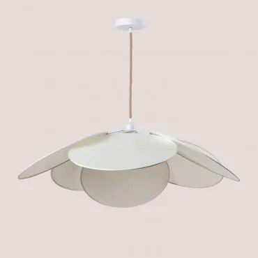 Lampa Sufitowa Wisząca Z Bawełny Okai Distressed White & Ø87 Cm - Sklum