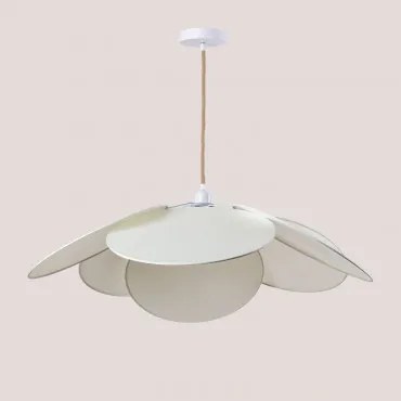 Lampa Sufitowa Wisząca Z Bawełny Okai Style Distressed White & Ø87 Cm - Sklum