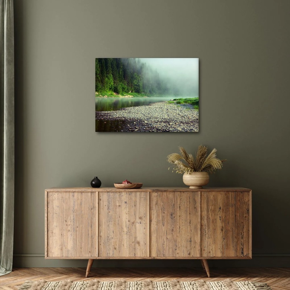 Obraz - rzeka przy lesie (70x50 cm)