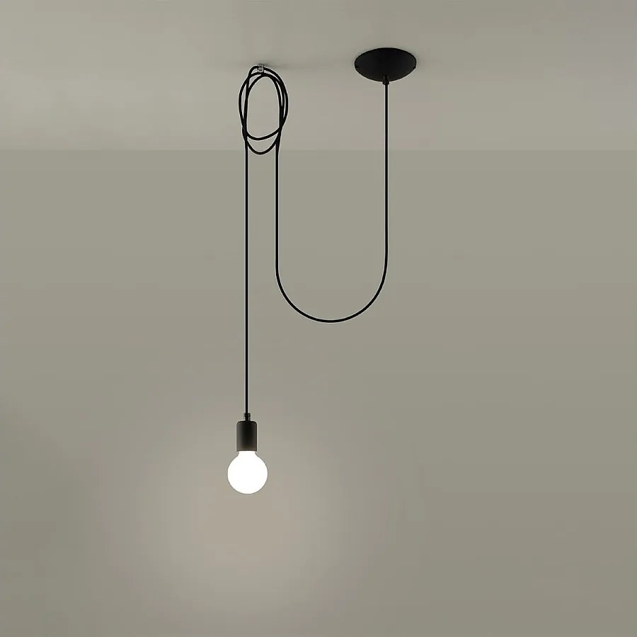 Lampy wiszące loft Speis, tkanina/stal - 1 źródło światła 3000K - L.300 x H.150 cm - czarny