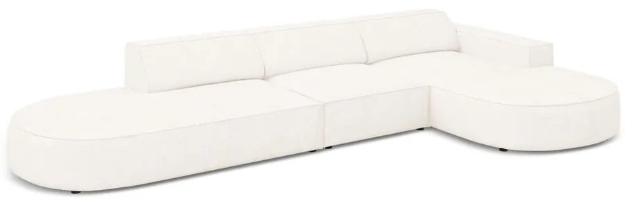 Beżowy narożnik (prawostronny) z materiału bouclé Jodie – Micadoni Home