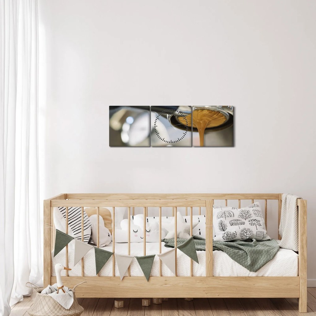 Obraz - espresso (z zegarem) (90x30 cm)