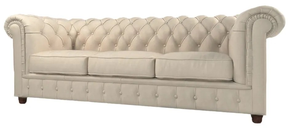 Kremowa aksamitna sofa 230 cm Cambridge – Ropez