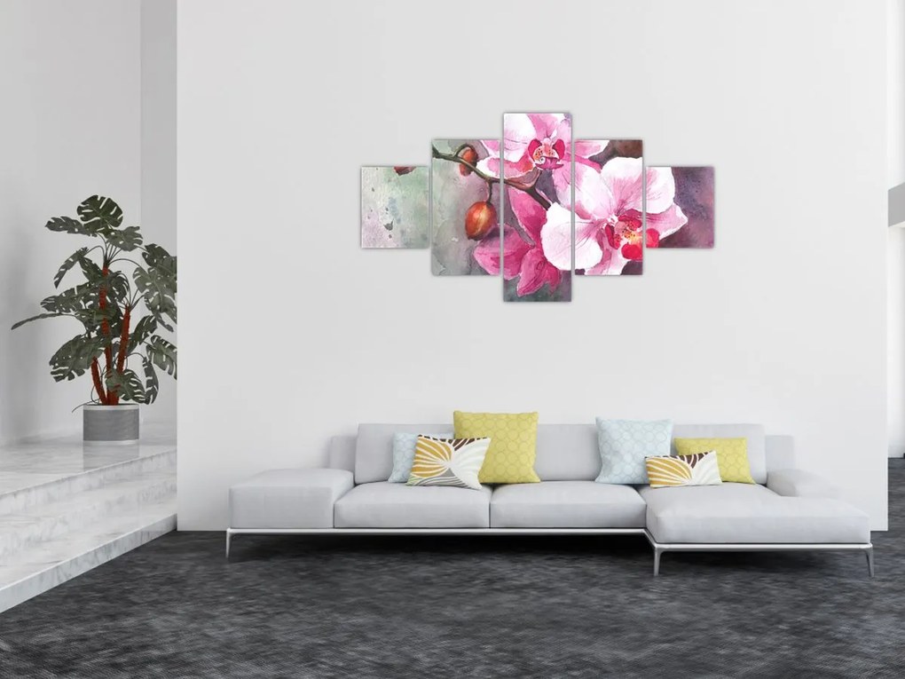 Obraz - Orchidee, akwarela (125x70 cm)