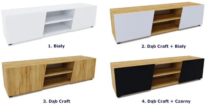 Szafka RTV na nóżkach z drzwiczkami dąb craft + biały K4-B57