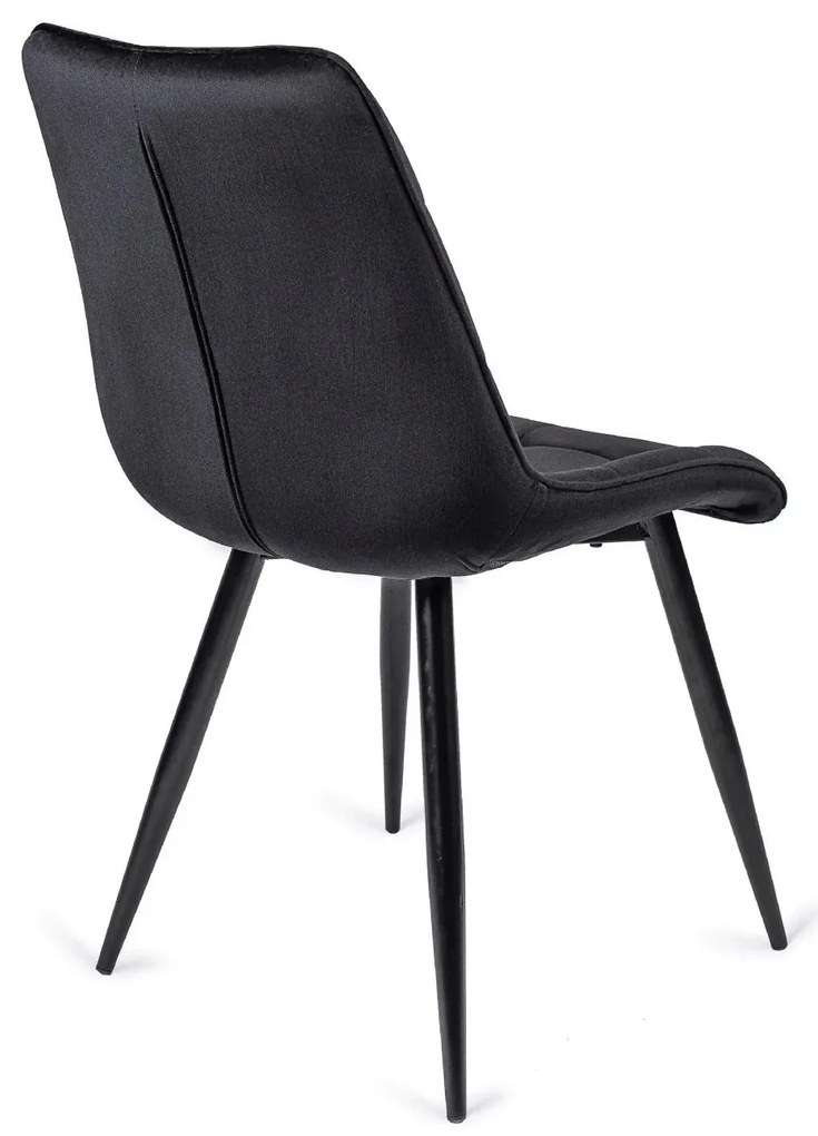 Zestaw Stół Okrągły LINO 100 cm Dąb Złoty/Czarny i 4 Krzesła Tapicerowane do Jadalni RIO Czarne Welurowe Nowoczesne Loft