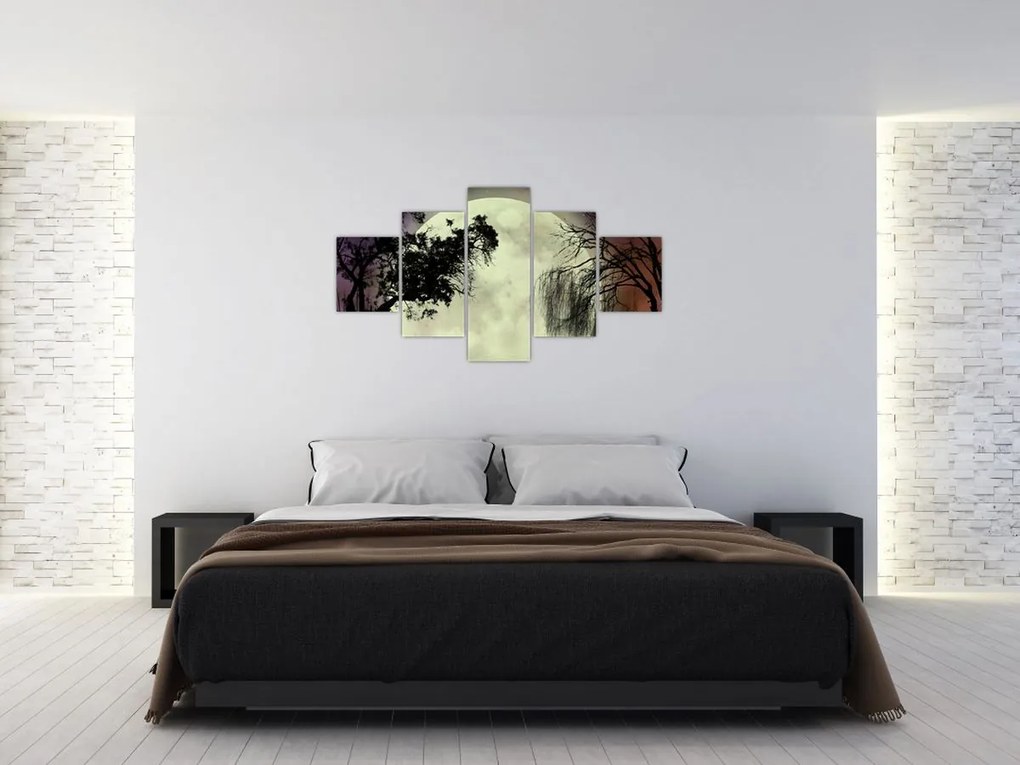 Obraz - Księżyc w pełni nad powierzchnią (125x70 cm)
