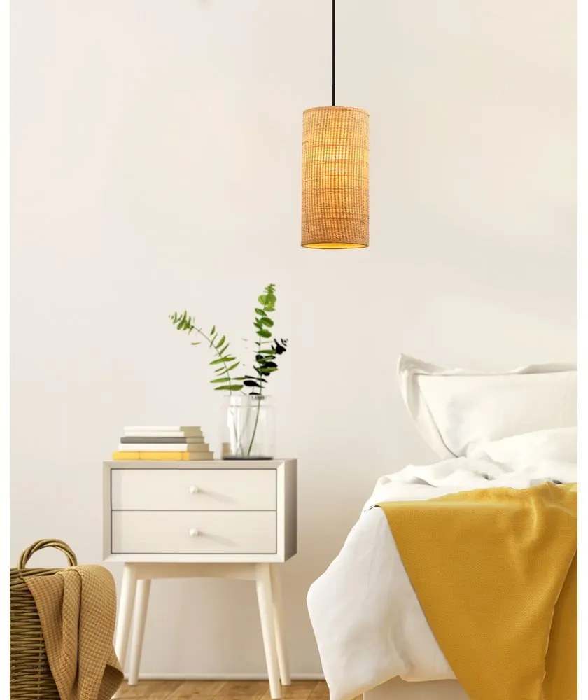 Beżowa lampa wisząca z rattanowym kloszem ø 12 cm Fleri – Candellux Lighting