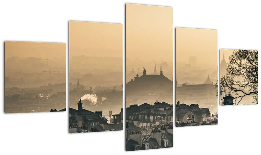 Obraz - Miasto pod mgłą (125x70 cm)