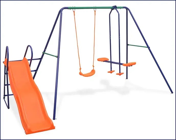 Zestaw huśtawki ogrodowej ze zjeżdżalnią M2-F16