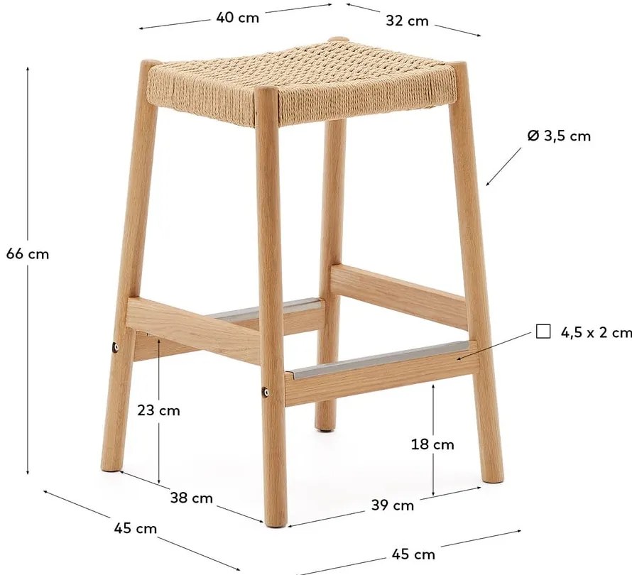 Hokery z litego drewna dębowego zestaw 2 szt. (wysokość siedziska 66 cm) Yalia – Kave Home