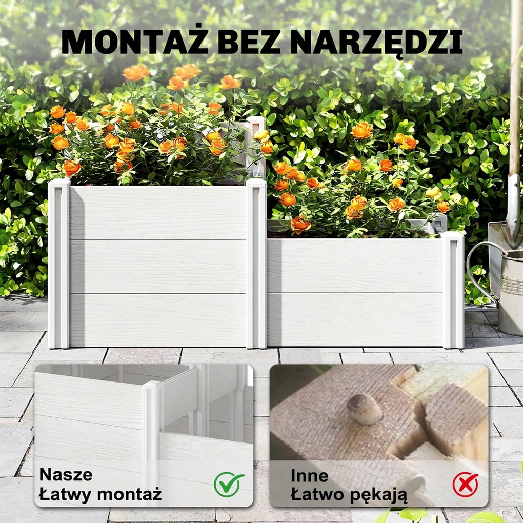 Outsunny Podwyższona Skrzynia Ogrodowa 3-poziomowa z Otwartym Dnem, Modułowe Ziołowe Łóżko DIY z Winylu | Aosom PL