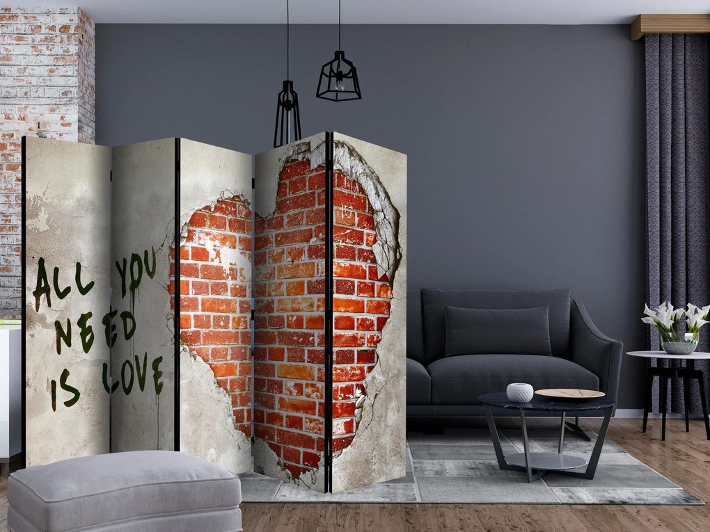 Parawan dwustronny Street art 225x172 cm 5-częściowy beżowy ARTGEIST B