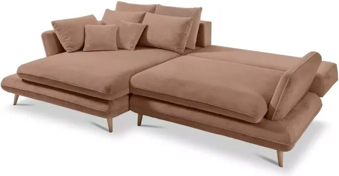 Narożnik MONTE Lewostronny z funkcją spania, pojemnikiem i poduszkami, Sorriso 05 Brązowy WERSAL