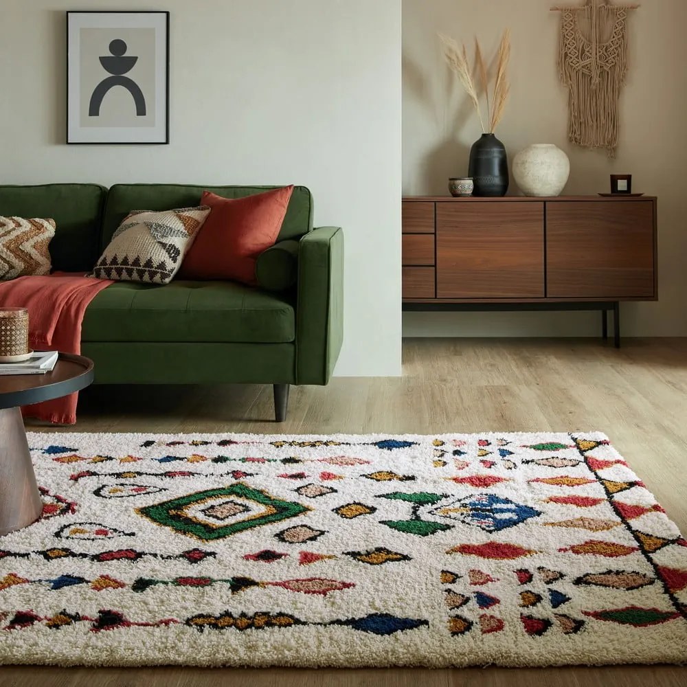 Kremowy wełniany dywan tkany ręcznie 120x170 cm Moroccan Fes – Flair Rugs