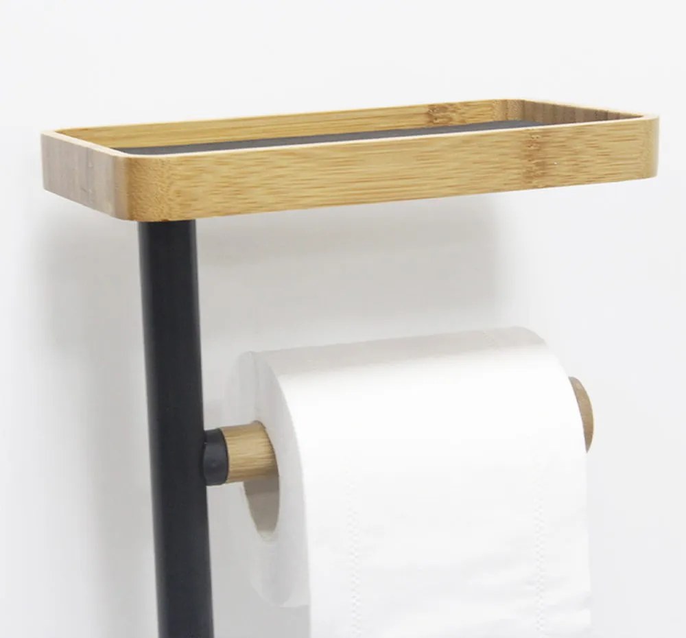 Metalowy stojak na papier toaletowy 3w1 z szczotką i półką