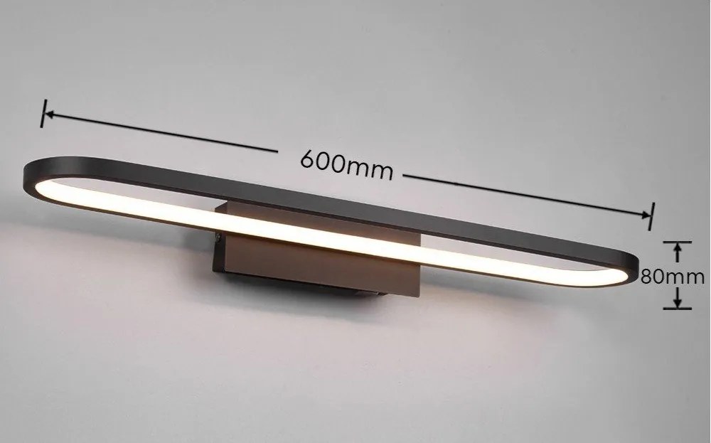 Kinkiet LED w kolorze matowej czerni (dł. 60 cm) Gianni – Trio