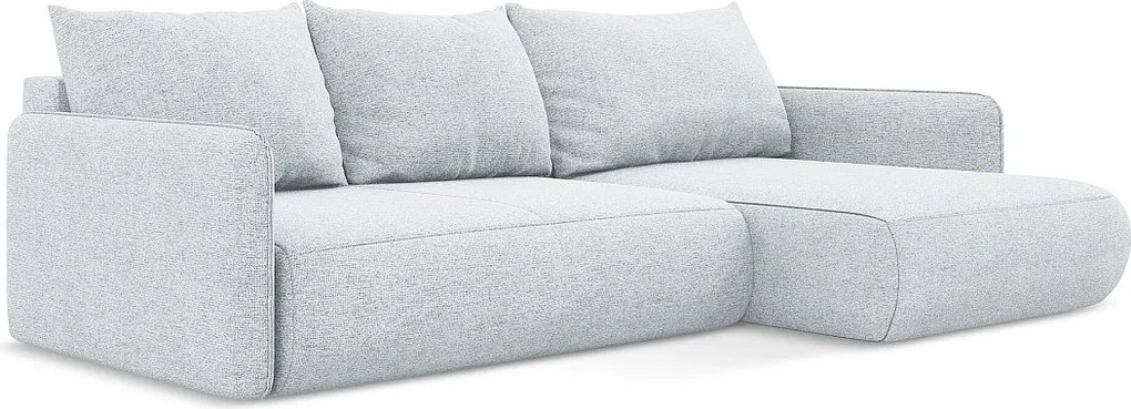 Narożnik prawostronny z funkcją spania - z tkaniny szenilowej - jasny niebieski - NANEA