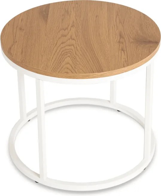 Stolik Kawowy ANN 53 cm Dąb/Biały Skandynawski