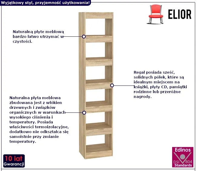 Wysoki Regał Na Książki W Kolorze Dębu Sonoma Prazi