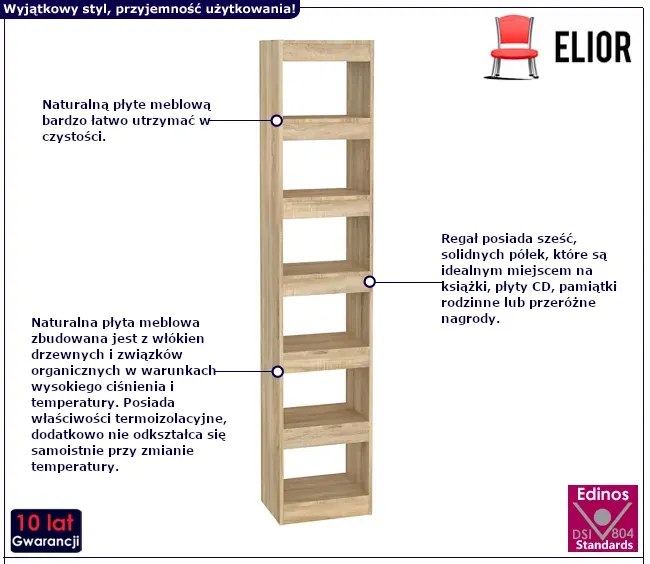 Wysoki Regał Na Książki W Kolorze Dębu Sonoma R8-D30