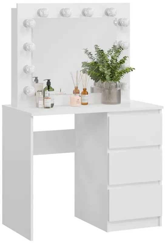 Biała toaletka z lustrem i oświetleniem led M5-P59