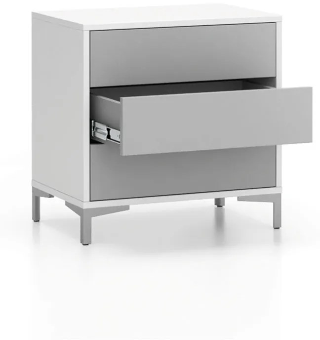 Komoda biurowa z 3 szufladami LAYERS, solidna podstawa, biała / szara