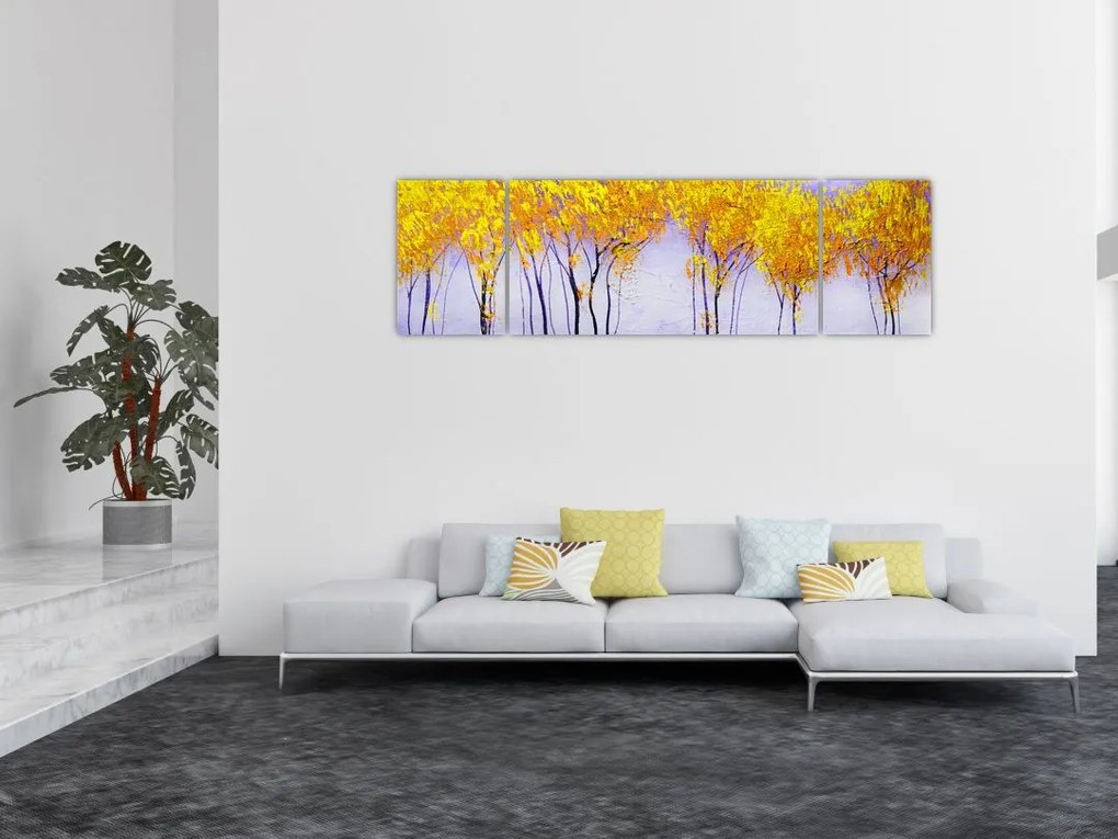 Obraz żółtych drzew (170x50 cm)