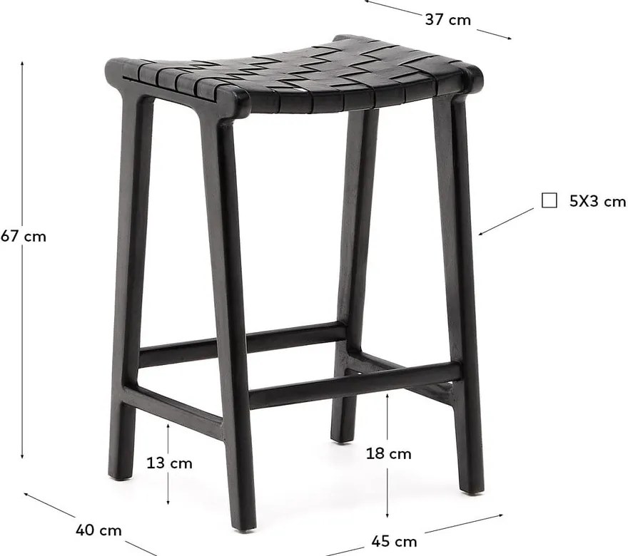 Czarny hoker z litego drewna mahoniowego Calixta – Kave Home